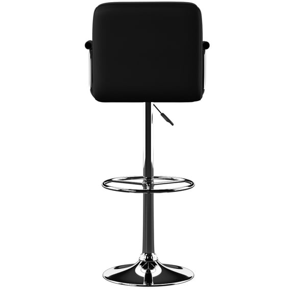 Boyd Adjustable Bar Stool with Metal Base and Swivel, Chrome with White Faux Leather