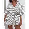 thumbnail image 3 of Mialoley Femmes Été Short Combinaison Coeur/arbre/point Imprimé Manches Revers Bouton Dwon Ample Rompers, 3 of 8