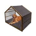 thumbnail image 1 of Pirates Pet House, Different Colored Graphic Skull with Bones on Black Background Halloween, Outdoor & Indoor Portable Dog Kennel with Pillow and Cover, 5 Sizes, Multicolor, by Ambesonne, 1 of 4