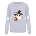 thumbnail image 4 of Women Halloween Sweatshirt Cute Ghost Graphic Pullover Top Funny Pumpkin Print Crewneck Spooky Season, 4 of 4