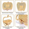 thumbnail image 4 of Bamboo Foldable Fruit Bowl Large Apple Shape Kitchen Counter Decor Natural Wood Design, 4 of 5