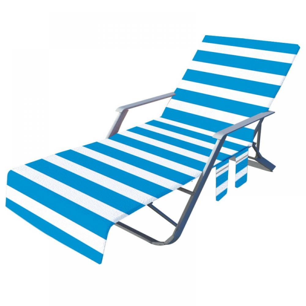 Portable Microfiber Beach Pool Sun Lounge Chair Cover Towel Bag with Pocket NEW 