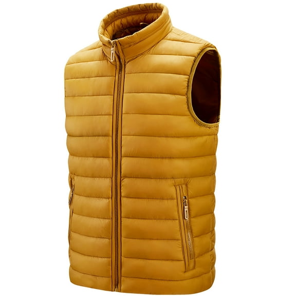 TMOYZQ Men's Lightweight Packable Insulated Puffer Vest, Casual Stand Collar Sleeveless Padded Down Waistcoat Vest Outdoor Sports Travel Thermal Puffer Jacket Top Winter Coats with Zipper Pockets