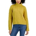 thumbnail image 1 of Pink Rose Womens Cable Knit Turtleneck Pullover Sweater, Yellow, Juniors, Large, 1 of 1