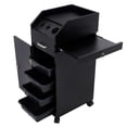 thumbnail image 4 of Hassch Rolling Salon Trolley Cart w/ 4 ABS Trays, Locking Cabinet & Keys, Hair Styling Station with Tool Holders and Slide-Out Side Tray, Mobile Beauty Organizer on Wheels for Salon Spa Barber, Black, 4 of 9