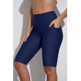 thumbnail image 4 of Chase Secret Swim Shorts for Women High Waisted Long Swim Bottoms Knee Length Board Shorts with Pockets Blue, 4 of 9