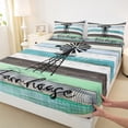thumbnail image 3 of Homewish Retro Lake House Bed Sheets for Adult, Blue Green Rustic Cabin King Sheets, Plant Botanical Sheet Set, Luxury Bedroom Decor, 4-Piece, 3 of 7