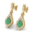 thumbnail image 2 of 6x4mm Pear Emerald 925 Sterling Silver Gold Vermeil Chandelier Teardrop Mother's Day Gift Earrings, 2 of 4