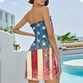 thumbnail image 4 of Patriotic Independence Day Bandeau Dress for Women, Festive Sleeveless Summer Dress with American Flag Print, Breathable Beachwear for Poolside Vacations,Sky Blue L, 4 of 5