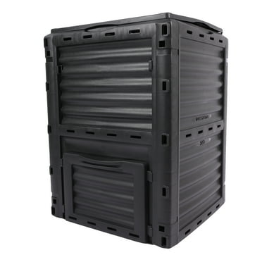 Large Capacity Outdoor Composting Bin with Top Lid and Bottom Door, Garden Compost Bin 80 Gallon, Lightweight, Black