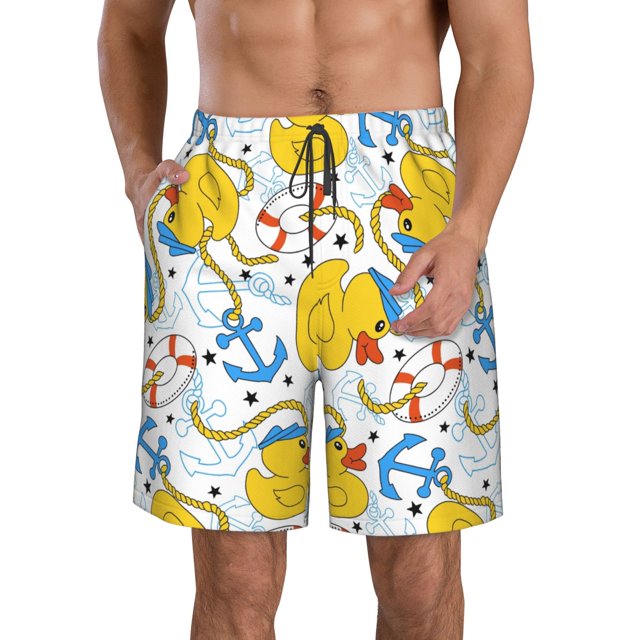 Fotbe Ducks and Anchors Trajes de Baño Estampados para Hombre, Shorts de Verano de Secado Rápido, Ropa de Playa, Bañadores-X-Large