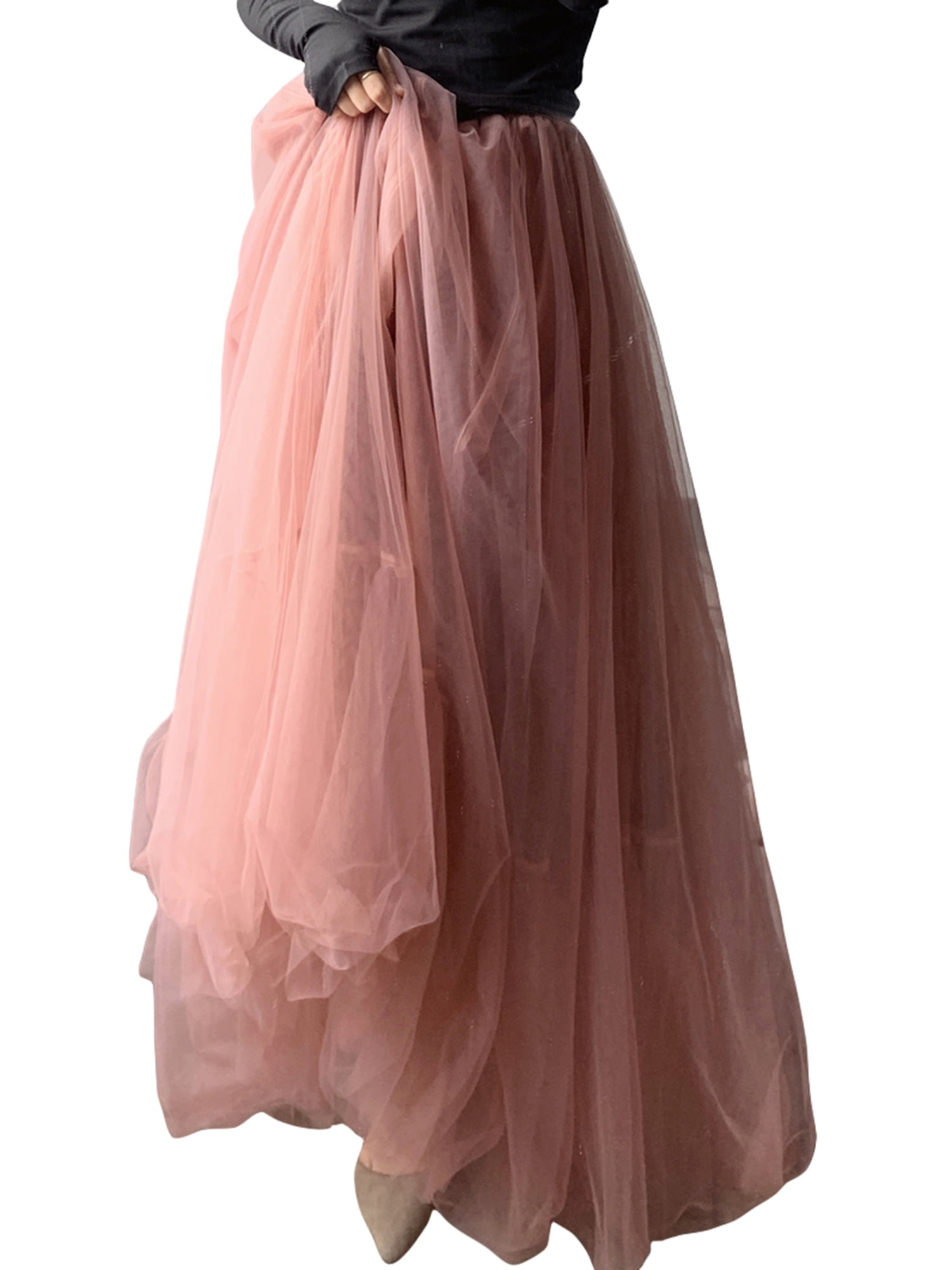New Design Pink Tulle Skirt Custom Made Ribbon Waistline A Line Floor  Length Maxi Skirt Front Slit Long Skirts Women From Tianheshuishop, $78.3