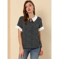thumbnail image 4 of INSPIRE CHIC Blusa de lunares de manga corta con cuello Peter Pan en contraste vintage para mujer Corazón negro M, 4 of 6