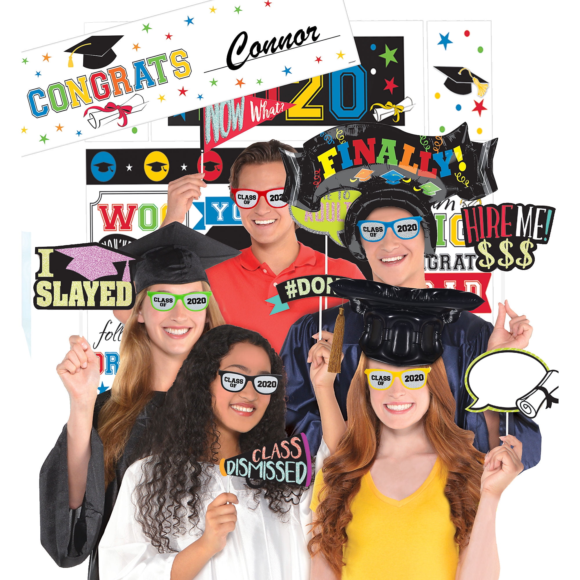 Party City 2020 Graduation Super Photo Booth Kit, Includes Props, Head