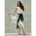 thumbnail image 2 of Cenuakty Women Fashion Midi Skirts Contrast Color/Solid Color Elastic High Waist Irregular Ruffles Multi-Layered Tulle Tutu Skirts, 2 of 9