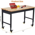 thumbnail image 2 of QinaQin 72 x 25 Inch Garage Workbench with Power Outlets, Hardwood Top and 4 Lockable Wheels, 2000LBS, 2 of 7