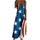 thumbnail image 1 of Vestido largo de playa ajustado con estampado de rayas sin mangas con cuello en V y cintura media a la moda para mujer del Día de la Independencia Pompotops  ghjkhdj8406, 1 of 5