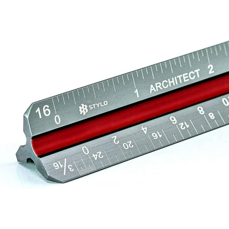 Stylo Architectural Scale Ruler - 12 Inch Laser Etched Triangle