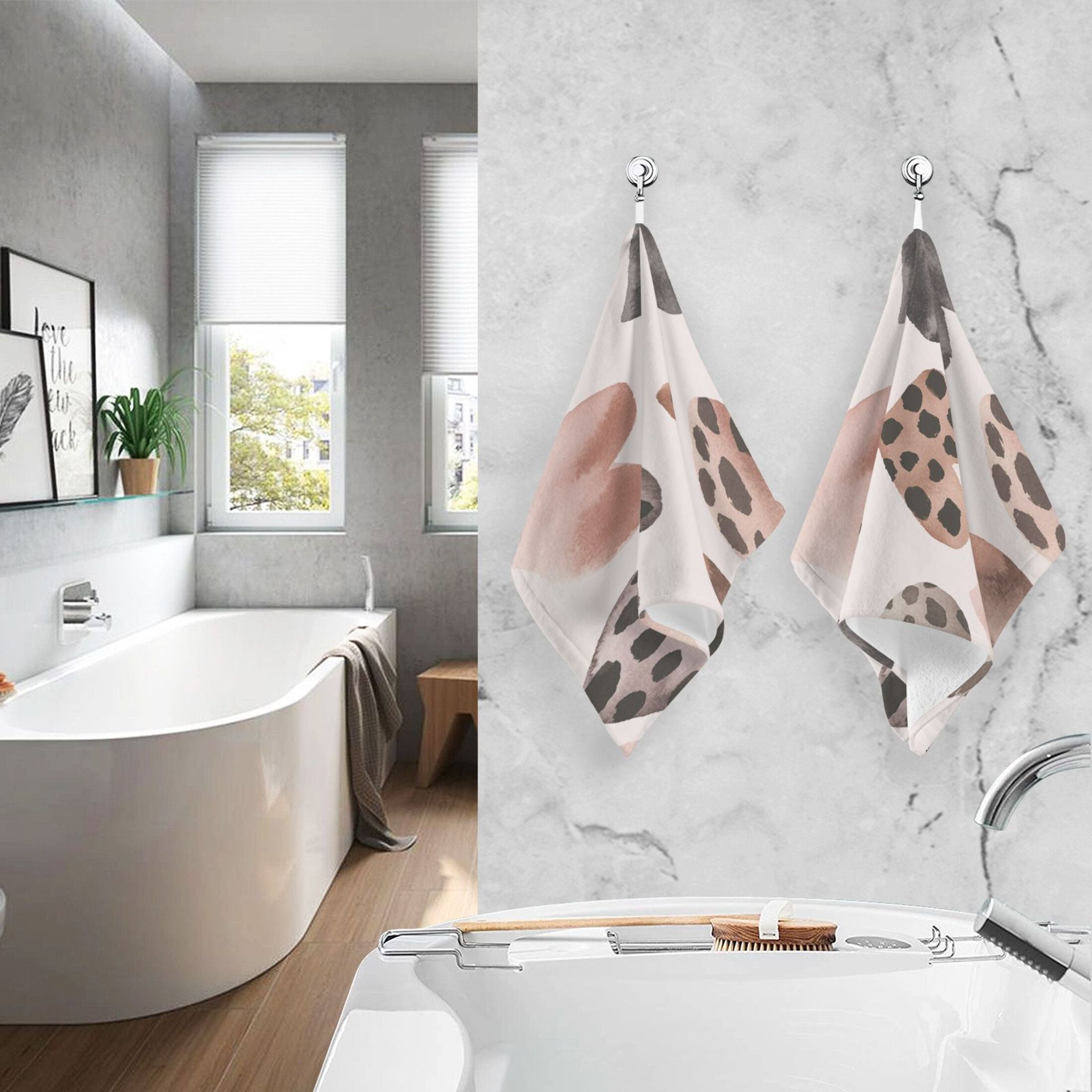 Cotton Towel Two-Piece 16x28 Inch One Sizex2 Face Towel Set Towel Set Cotton Hand Bath Towel Bathroom Beach Super Cute Black Heart