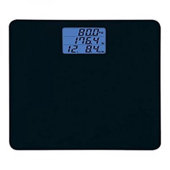 TANITA  HD-384 Digital Weight Scale - 440 lbs Capacity Japan Technology Multi-Unit Display LBS, KG, Stone - Step On to Activate Bathroom Scale - with Blue Backlit LCD Display & Tempered Glass (Black)