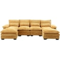 thumbnail image 6 of Tabaray U-Shaped Sectional Sofa Couch,110" Oversized Modular Sectional Sofa with Double Chaise, Modern Chenille Fabric Sectional Sleeper Couch with Solid Wood Legs for Living Room (Musterd Yellow), 6 of 8