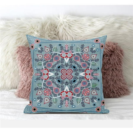 

Amrita Sen Designs CAPL668FSDS-BL-20x20 20 x 20 in. Paisley Leaf Geo Suede Blown & Closed Pillow - Muted Blue & Red