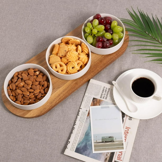 Better Homes & Gardens Acacia Wood Tray and Stoneware Bowl for