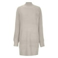 thumbnail image 6 of Oksale Knit Dresses for Women Trendy Mock Neck Mini Dress Loose Long Sleeve Sweater Dresses Solid Color Fall Dress 2025 Soft Cozy Dress Beige S, 6 of 7