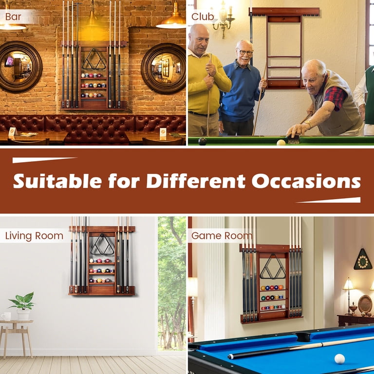 Pool Stick Display Golf Pool Game LOIRIIC 9-hole Pool Stick Holder Floor Standing Wooden ...