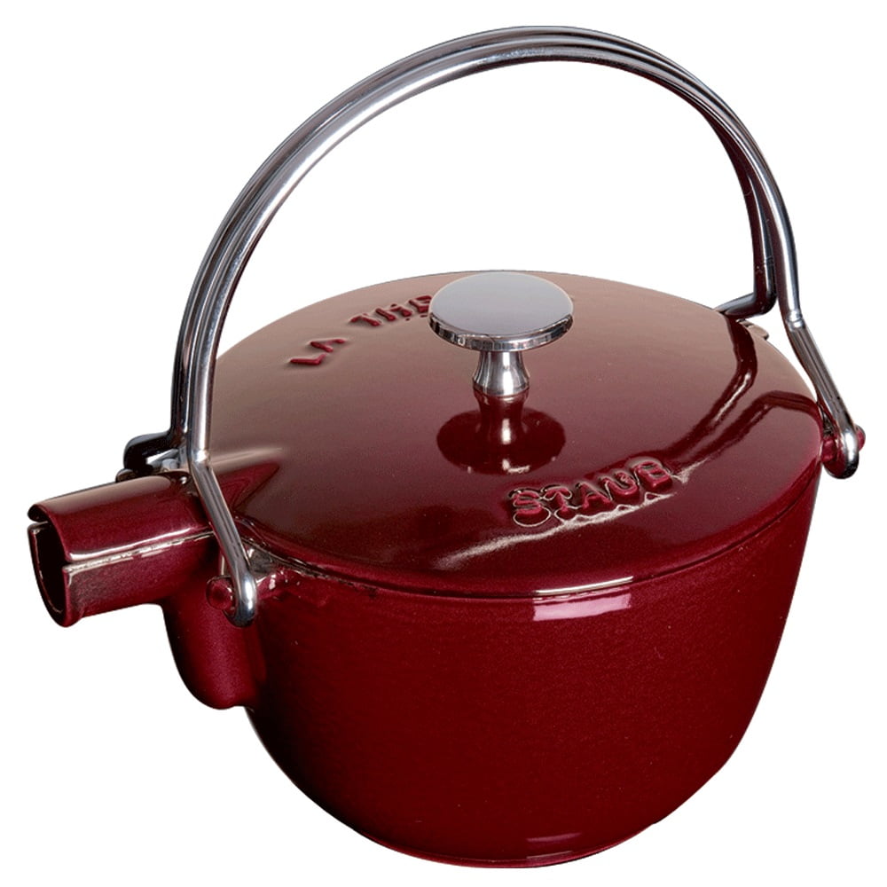 Staub Cast Iron 1qt Round Tea Kettle Grenadine