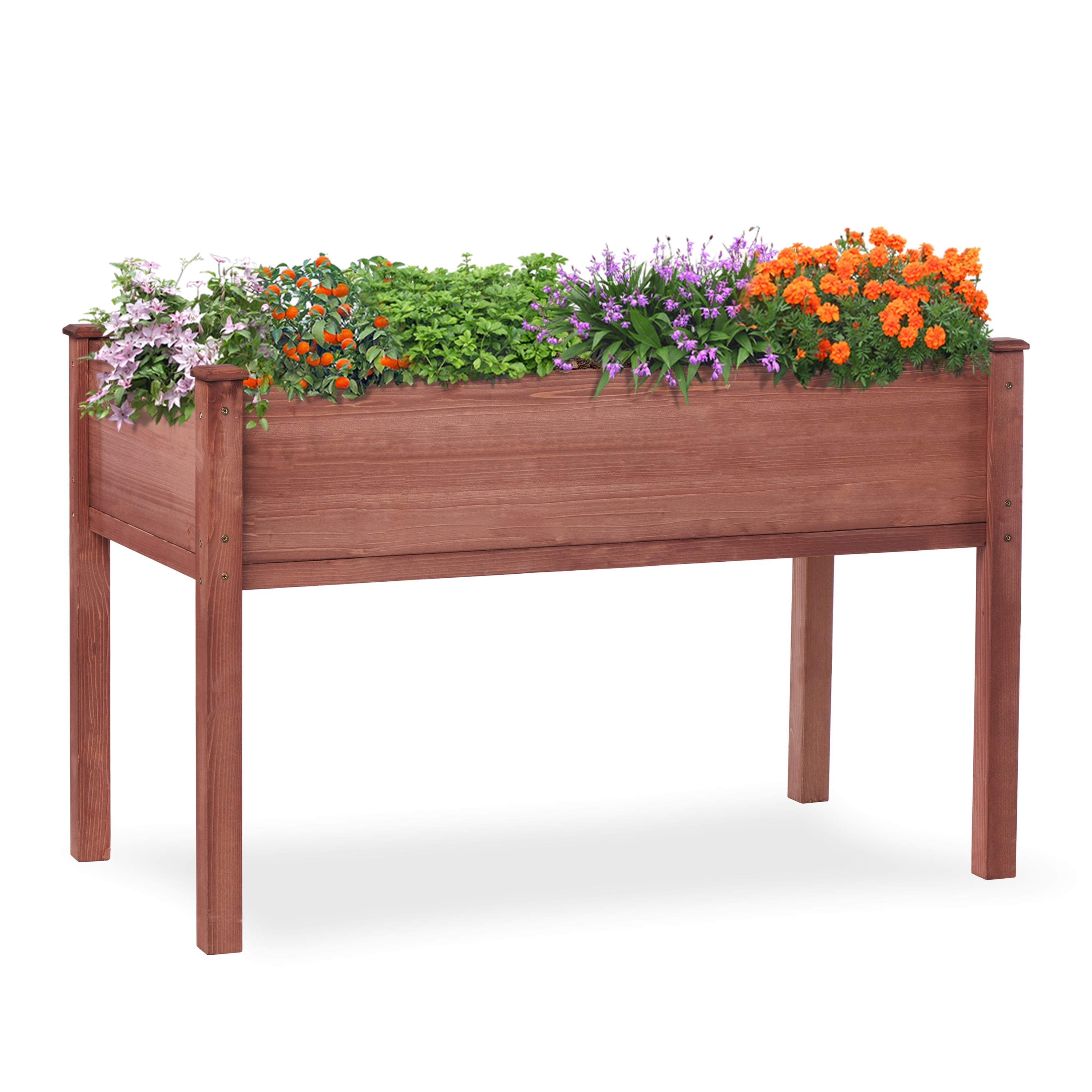 Raised Garden Bed with Legs, 48x24x30'', Outdoor Wood Elevated Planter Box, Thick Legs, w/Liner