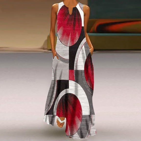Sakmal Womens Dresses Maxi Sun Dresses Geometric Casual Summer Women'S Skirts