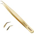 thumbnail image 1 of Curacoro Lash Tweezer - Professional & Precision Fiber Tip Grip Lash Tweezers for Eyelash Extensions, Multi Shapes & Purposes Tweezers for Volume, Isolation & Classic Lashes (Gold, Pinch'em), 1 of 8