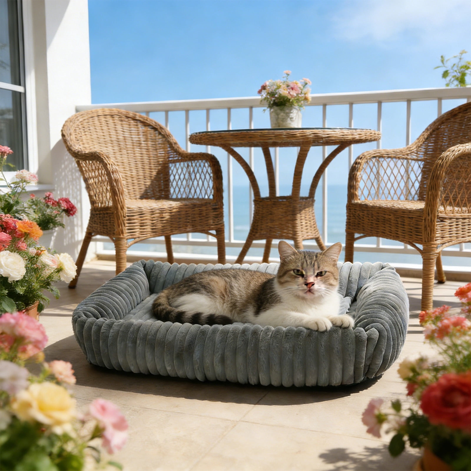 Orthopedic Dog Bed Plush Pet Sofa Bed Warm Crate Pad, Cozy Dog Cat Bed for Small Medium Large Dogs, Thick Cushion Washable Kennel Mat Non Slip Sleeping Bed Durable Comfort