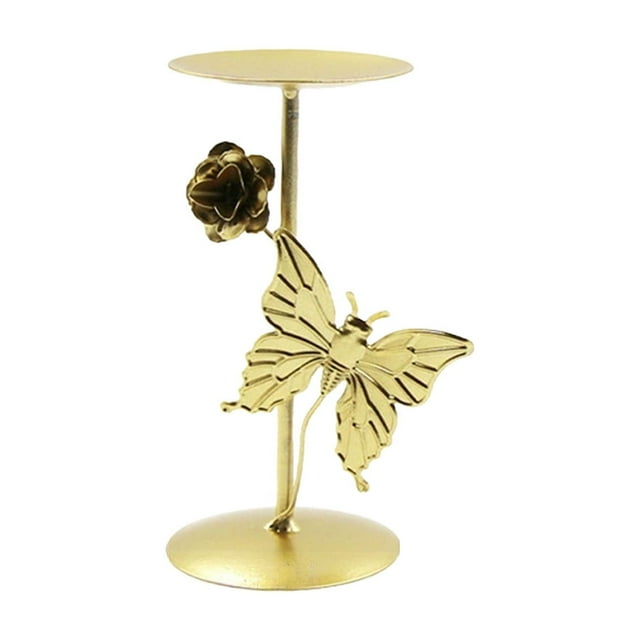 Iron Exquisite Candlestick Ornaments Butterflies Flower Desktop Decoration Aromatherapy Table Romantic Dinner Ornaments