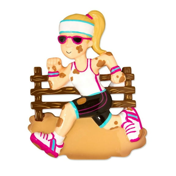 Female Mudder Mud Run Christmas Ornament