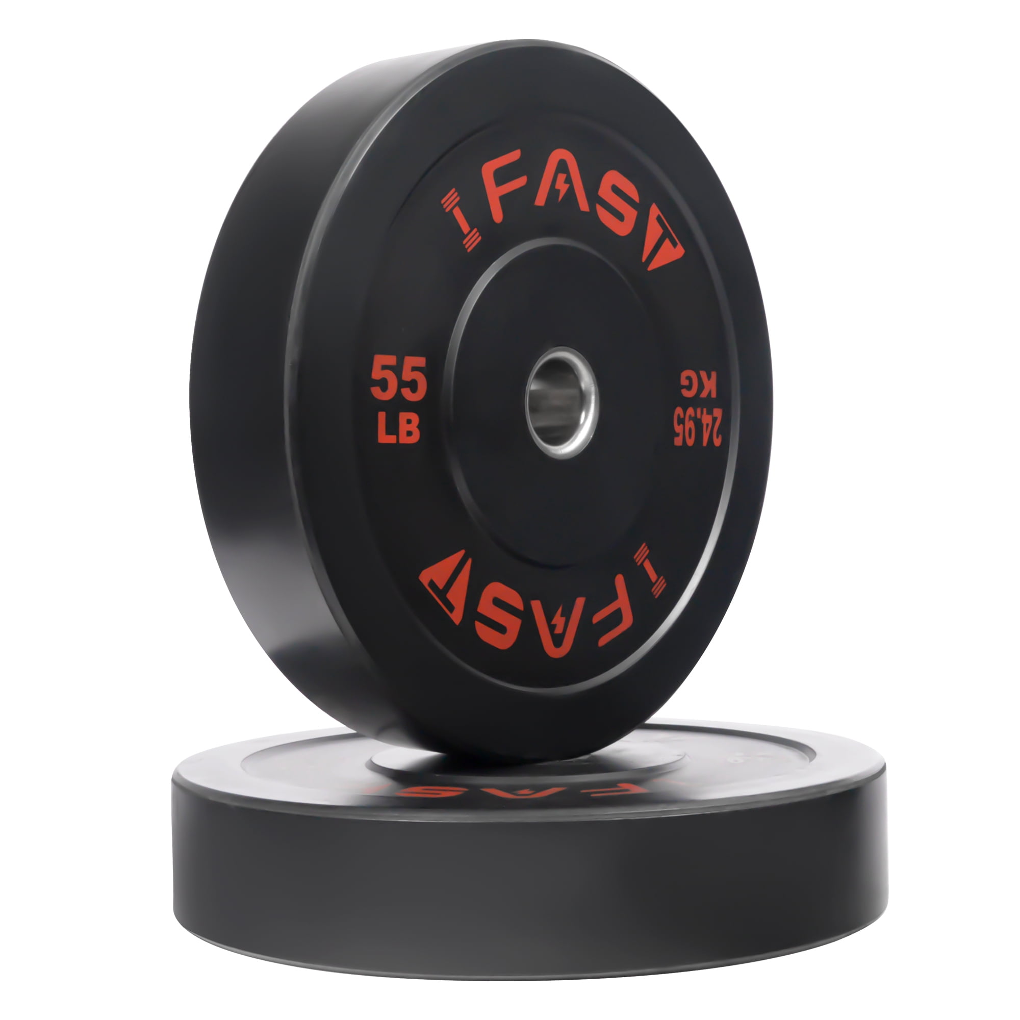 IVV 55LBS Olympic Bumper Plates, 1 Pair Olympic Weight Plates with Steel Insert, Rubber Bumper Weights Plates for Weight Lifting and Strength Training