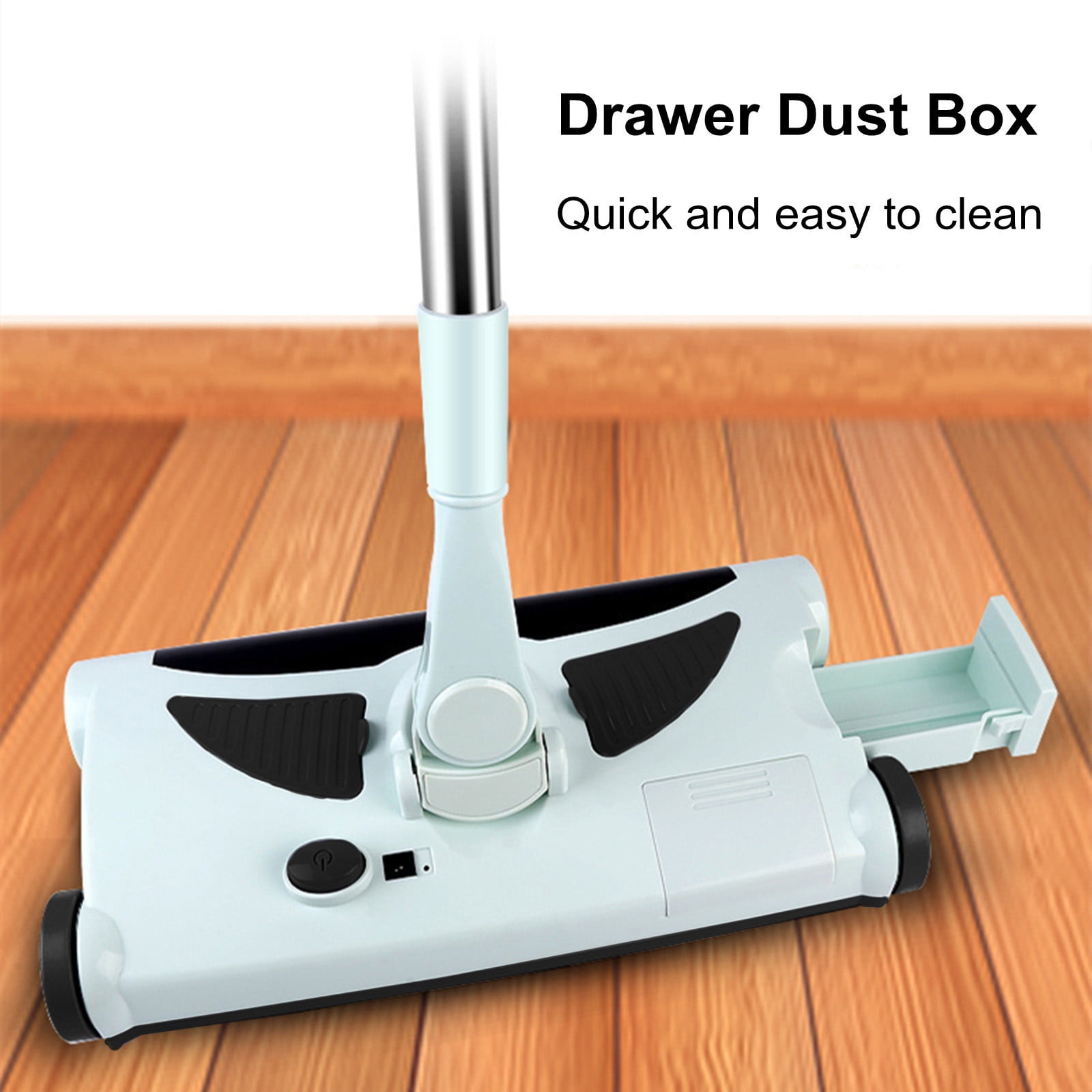 MERILER Rechargeable Vacuum Cleaner and Mop - Electric Floor Sweeper, Hand Push Silent Carpet Sweeper with Large Dustbin and Washable Microfiber Pad for Home Cleaning