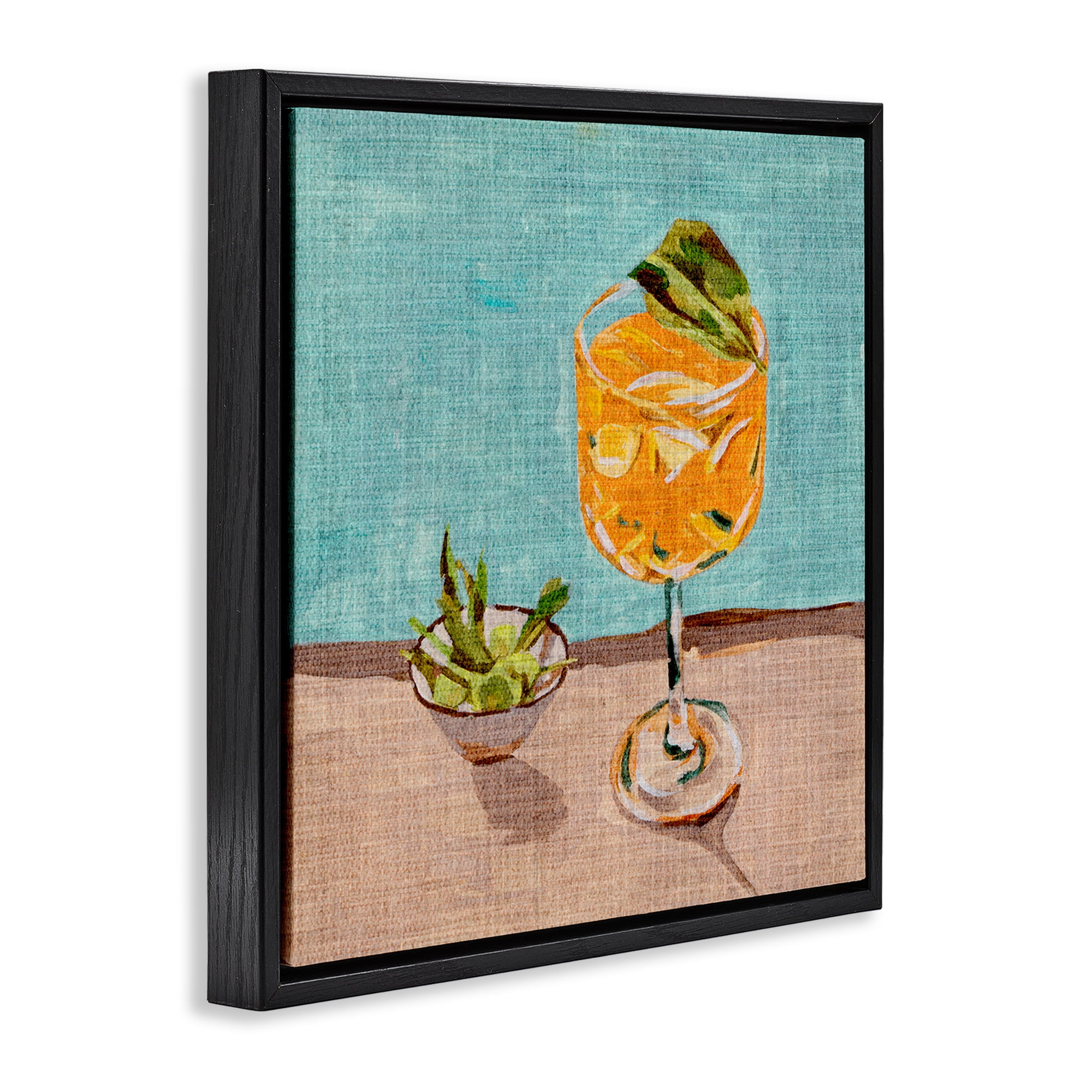 Stupell Industries Orange Cocktails Still Life Food & Beverage Painting Black Floater Framed Canvas Art Print Wall Art, 25 x 25