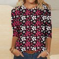 thumbnail image 2 of Pompotops Blouse Mode Femme Manches Trois-Quarts Col Rond Rétro Imprimé de Pâques Ample, 2 of 5