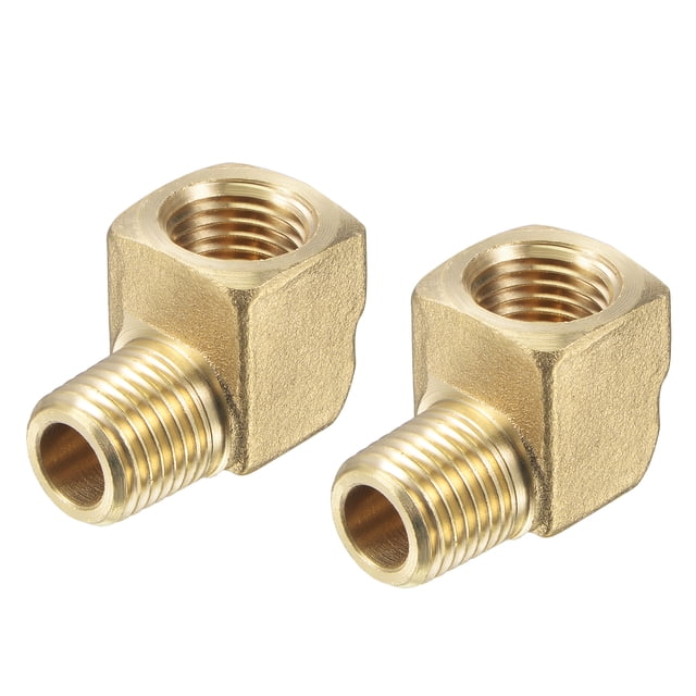 Unique Bargains 1/4 NPT Male to Female Thread Brass Hose Fitting Elbow Right Angle, 2 Count