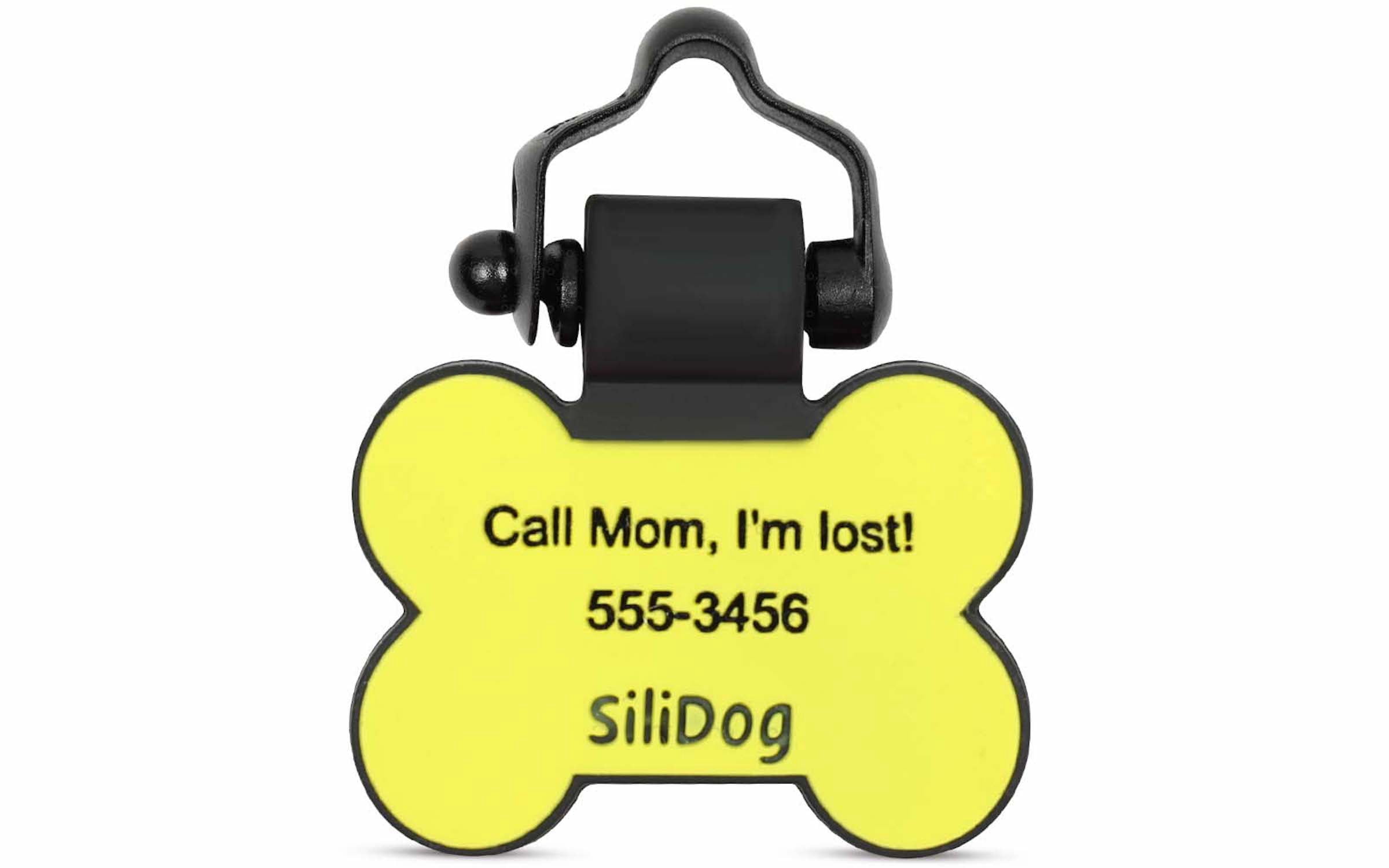 SiliDog 100% Silicone Pet Tags Yellow Bone
