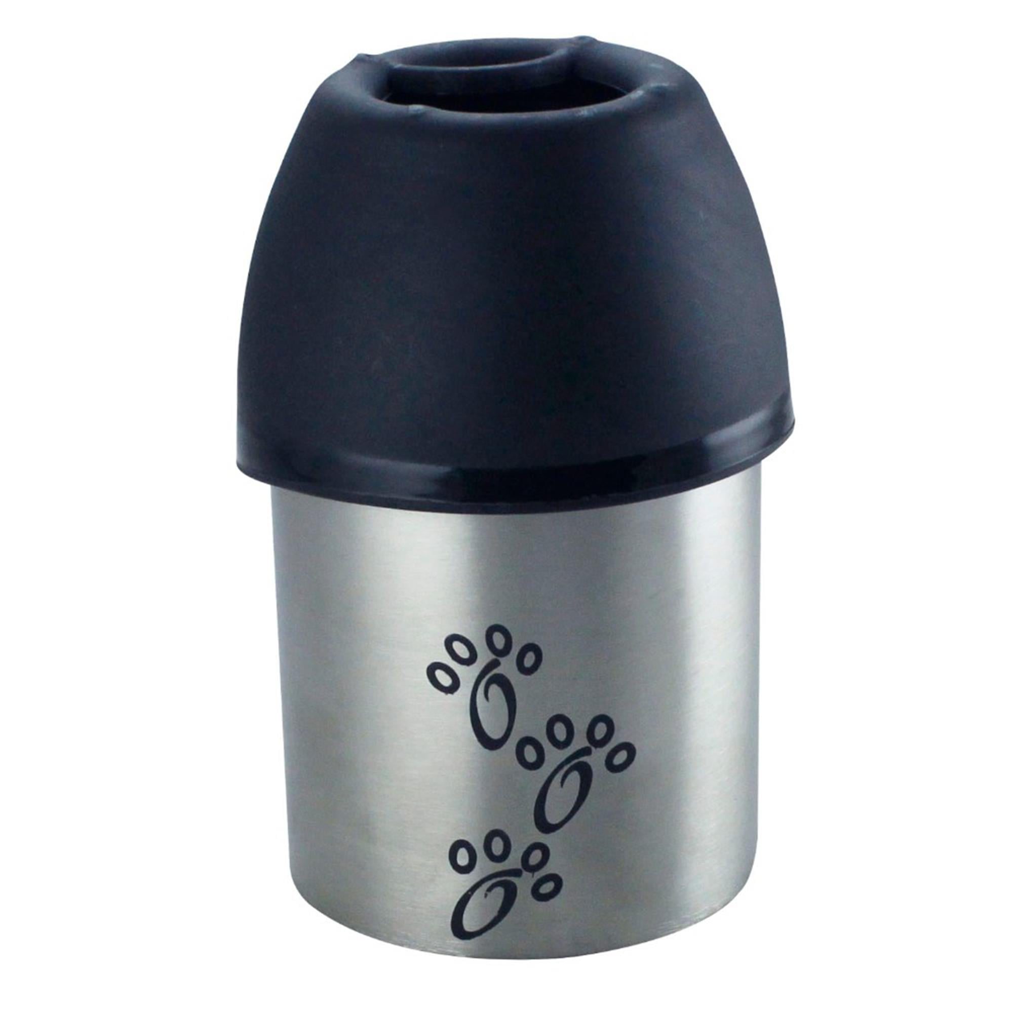 Pefilos 11.84 oz Plastic Fin Cap Pet Travel Dog Water Bottle in Stainless Steel for Small Dogs, Silver and Black S Pefilos 11.84 oz Plastic Fin Cap Pet Travel Dog Water Bottle in Stainless Steel for Small Dogs, Silver and Black S