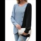 thumbnail image 3 of Suéteres de Punto para Mujer, Otoño Invierno, Informales, de Larga, Cuello Redondo, Acanalados, con Botones y Bloques de Color Azul L, 3 of 8