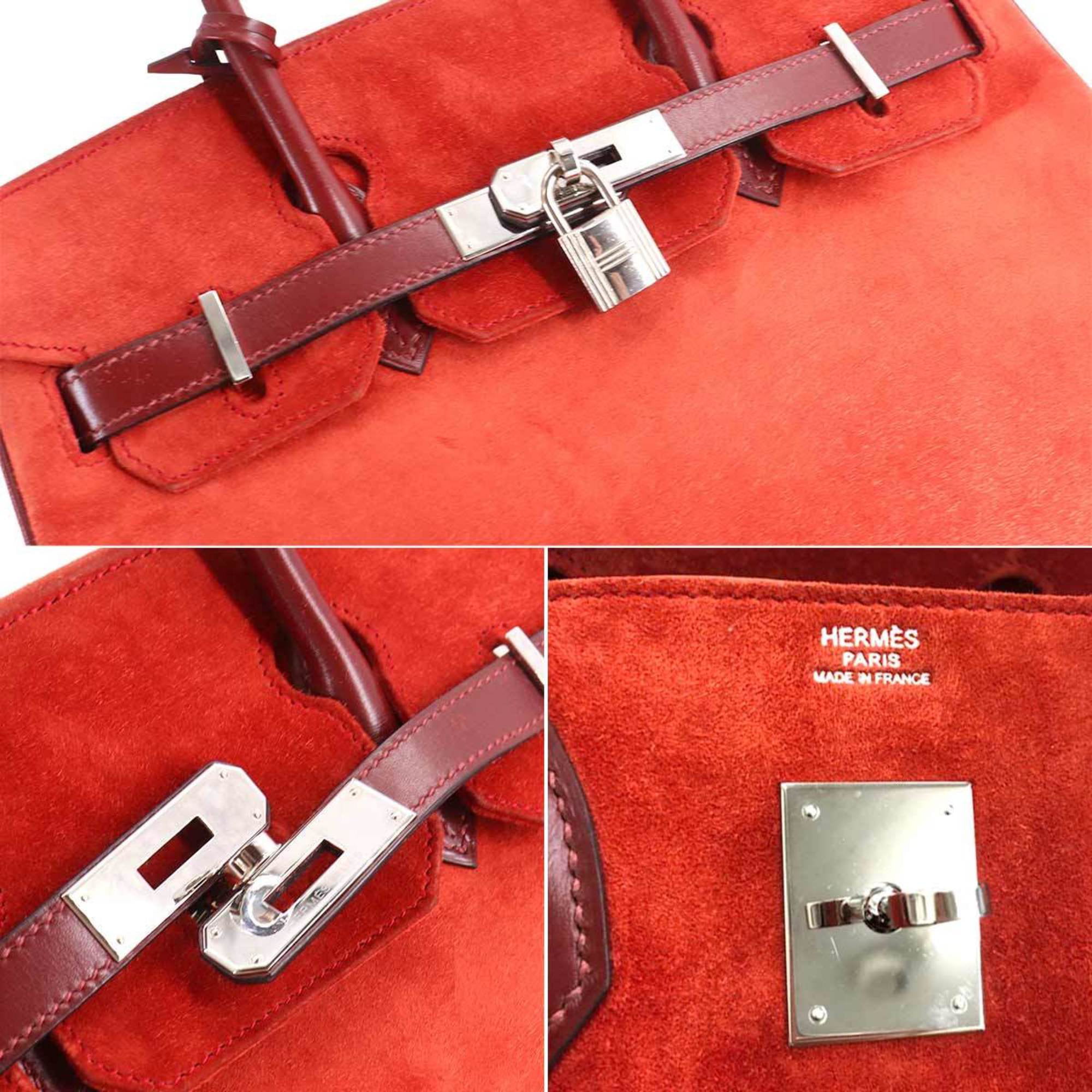 Hermes Birkin 25 Verso Togo Rouge Kazak/Rouge Ash Handbag Silver Hardware Z Engraved