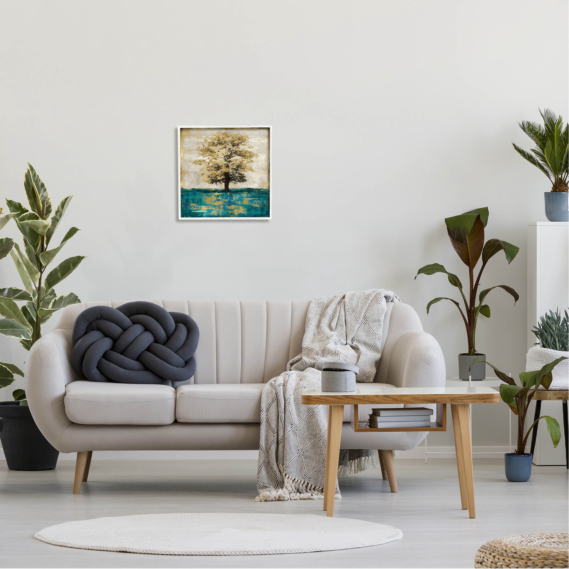 Stupell Industries Contemporary Tree Leaf Reflection Graphic Art White Framed Art Print Wall Art, Design by Eric Turner