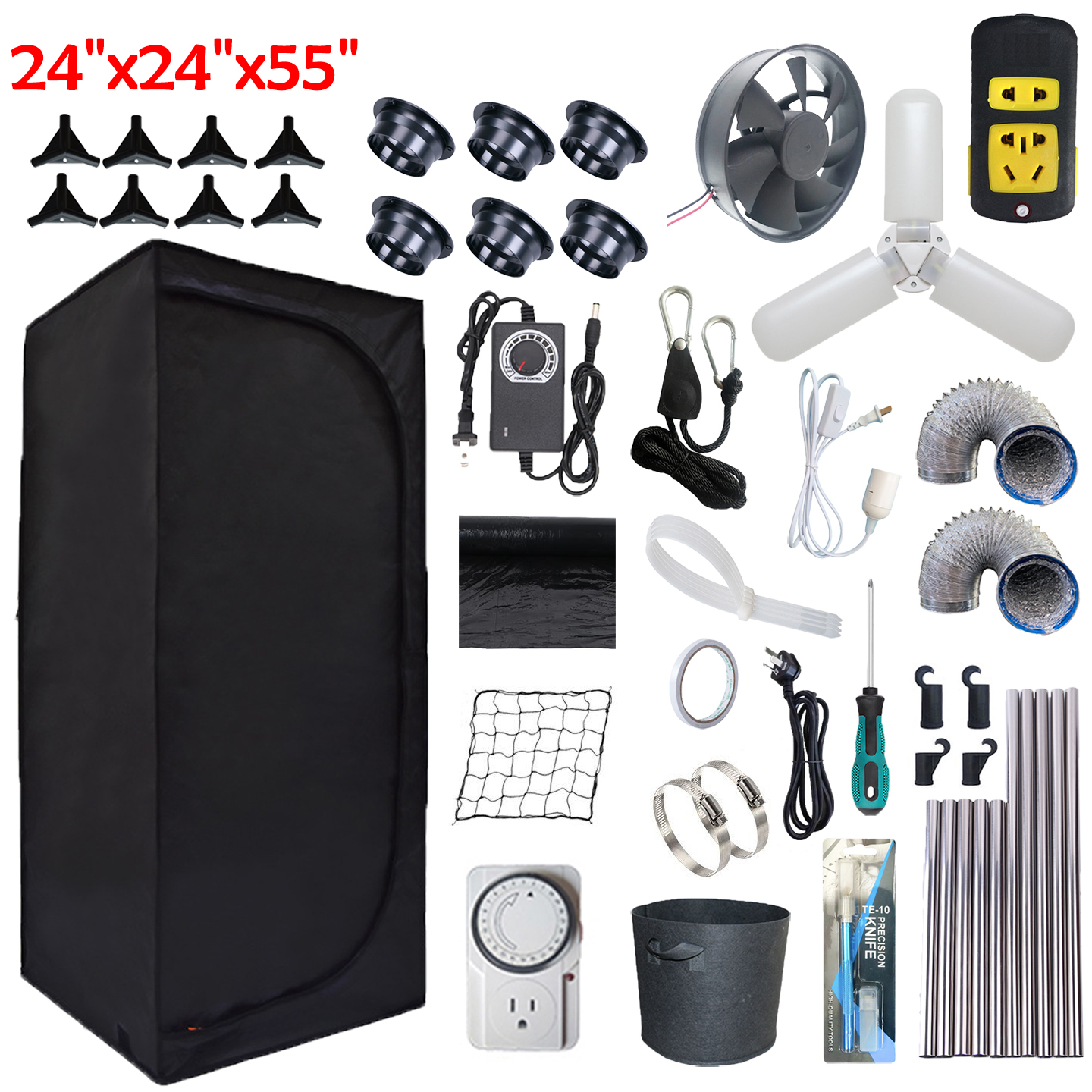 iMeshbean LED Full Spectrum Grow Tent w/24"x24"x55" Grow Tent