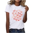 thumbnail image 1 of Camiseta de Manga Corta de Cuello Redondo con Patrones de Corazón de Moda de las Mujeres para Diario, Fiesta, Primavera Y Verano, 1 of 5