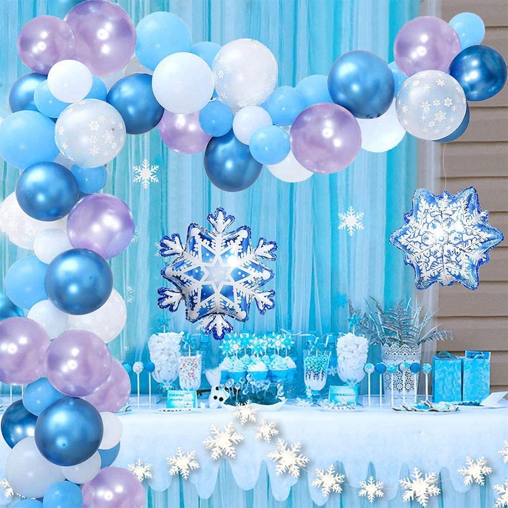 Details about   16Ft Blue White Frozen Balloon Garland Arch Kit Snowflake Birthday Party Decor 