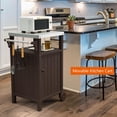 thumbnail image 6 of Portable Outdoor Grill Cart with Storage,Stainless Steel Tabletop Outdoor Kitchen Island with Wheels, Hooks and Side Shelf Brown, 6 of 12